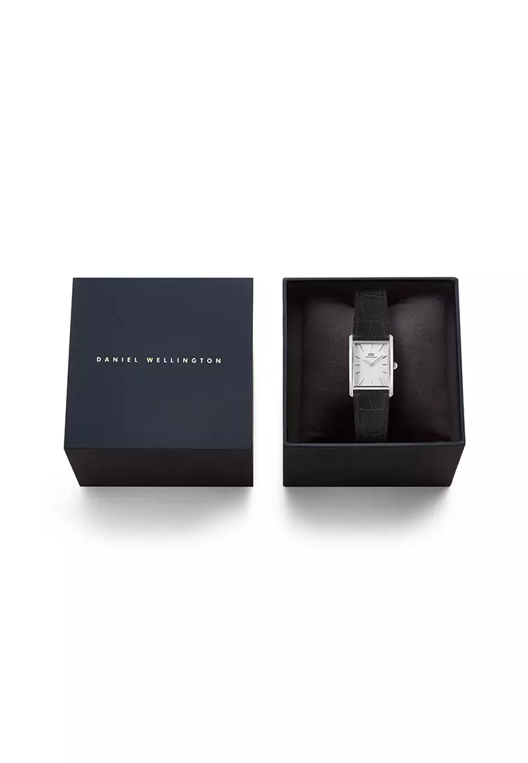 Bound 32x22mm Black Crocodile White Silver - Men Watch Stainless Steel Leather Strap watch DW Official Authentic Original 男士手錶 不銹鋼手錶 DW 官方 真皮手錶 正品