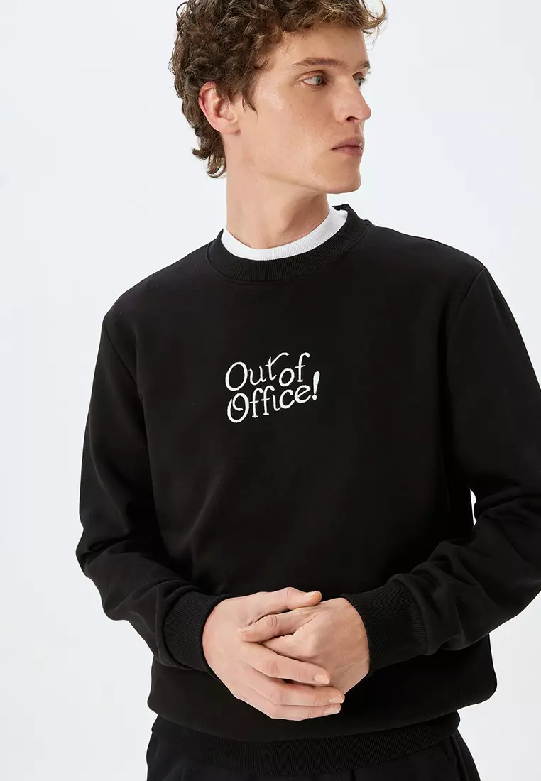 Crew Neck Slogan Printed Sweatshirt