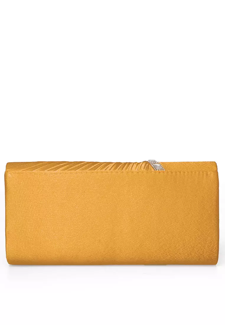 Clutch Bag Wanita Design Simple Tas Genggam Woman Premium Quality - Gold