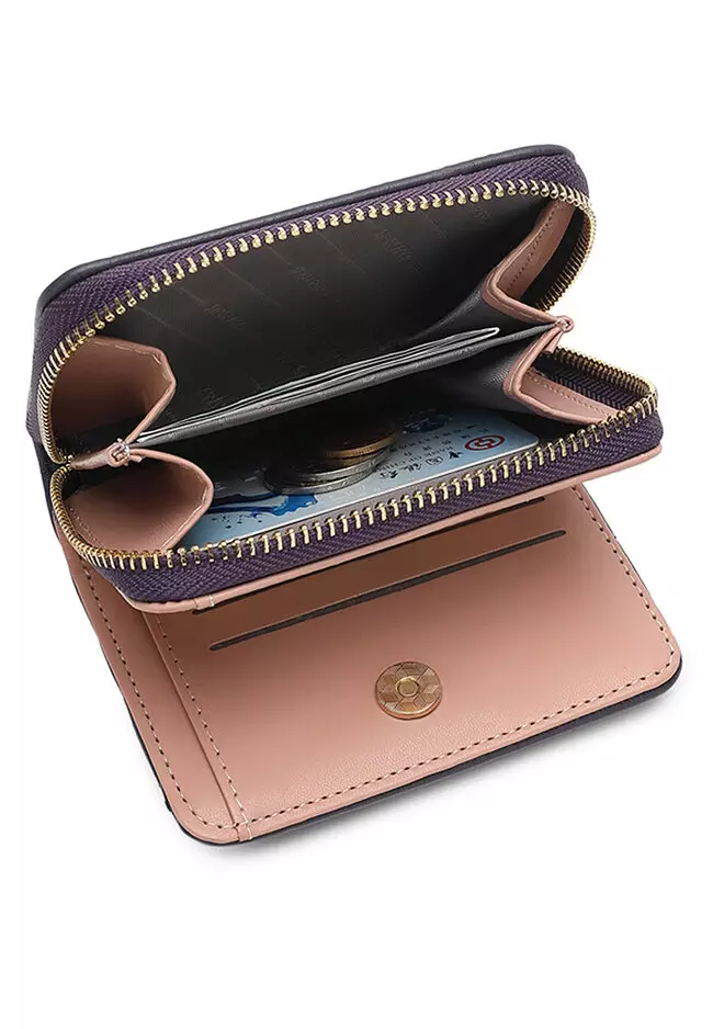 Women's Quilted Short Purse / Wallet - Purple