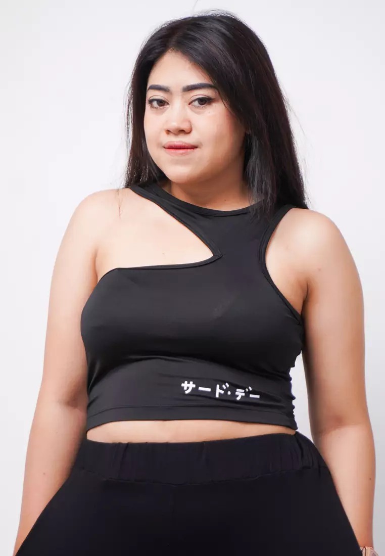 LTE21 TDLA CRNS Crop Casual Wanita Katakana Black