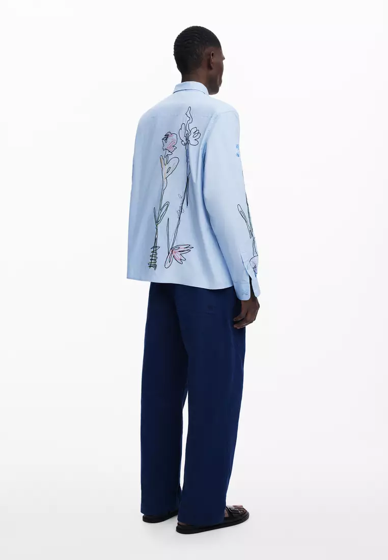 Long-sleeve shirt with embroidery