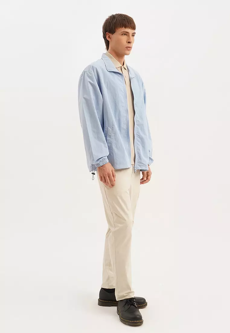 Relaxed Fit Windbreaker With Two Way Zipper