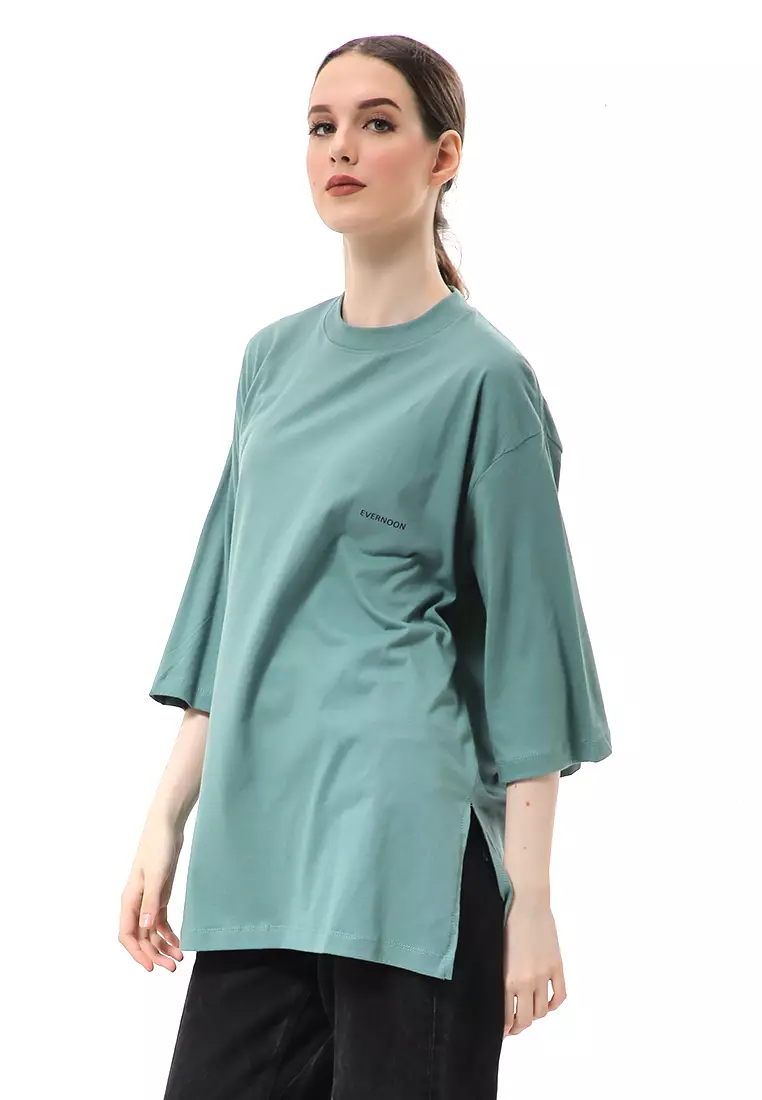 Wina Kaos Atasan Wanita Polos Basic Oversize - Cactus