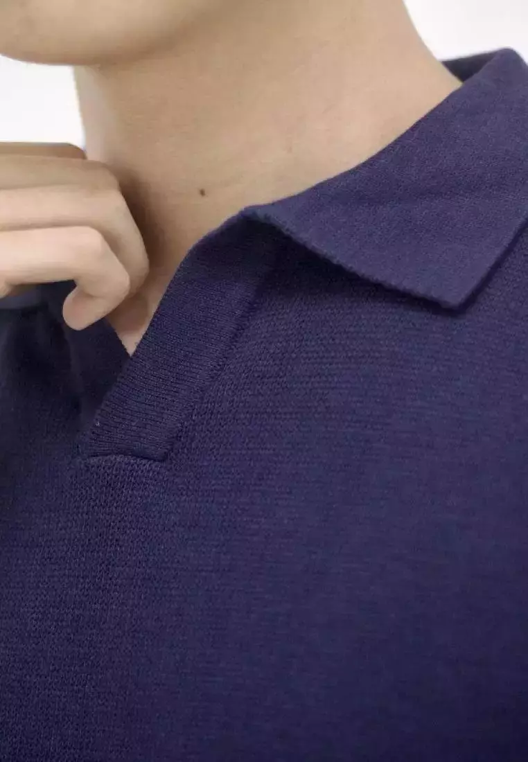 Kale Matteo Blue/ Kaos Rajut Polo Lengan Pendek Pria