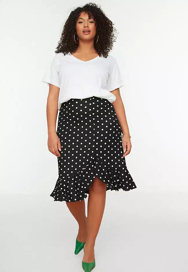 Plus size ruffle pencil skirt sale