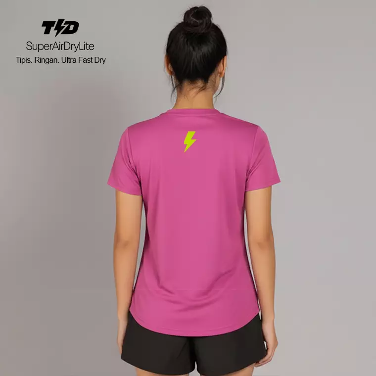 TDACTIVE Kaos Lari Wanita Lengan Pendek Lightweight Drifit Pink Kuning tdbolt LSE85