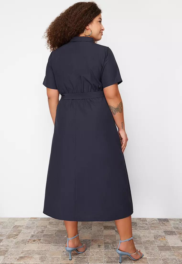 Plus Size Belted Woven Dress