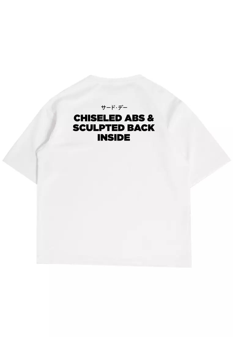 MTS41 Kaos Oversize Gym Scuba Tebal "chiseled abs, back" putih