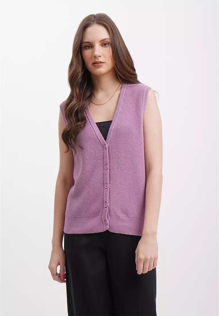 Purple sale sleeveless sweater
