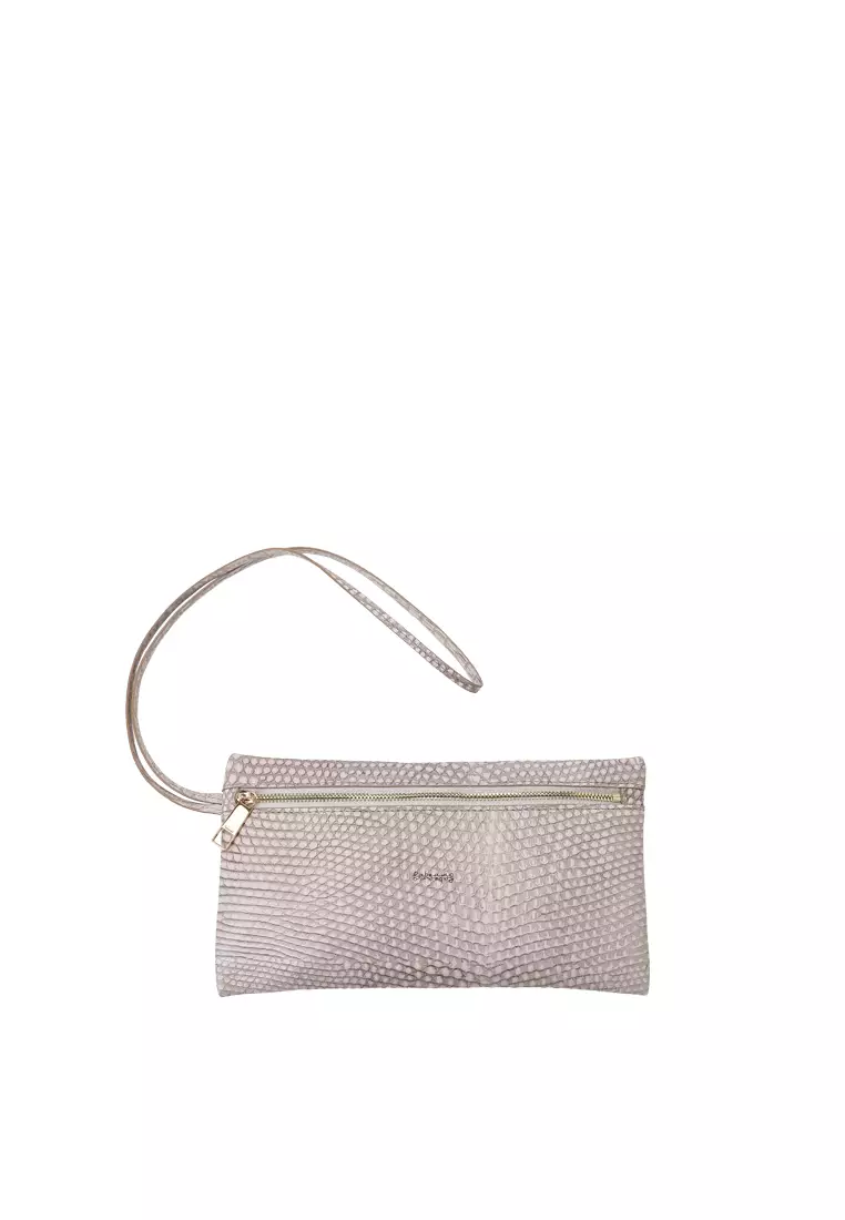 VERA Flat Bucket Tote Bag - Embossed Beige