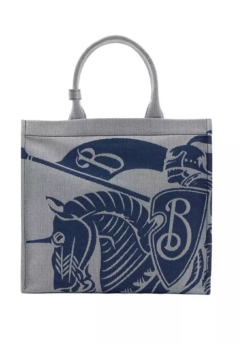 Buy BURBERRY Small Horse Rider Tote Bag in Knight Blue Online