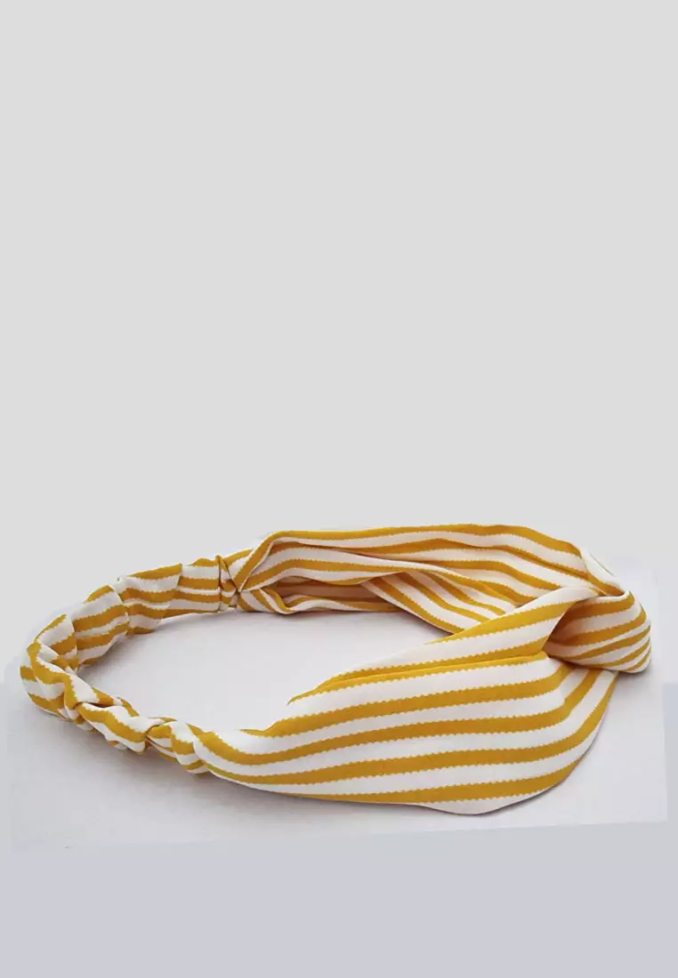 Curvey Lines Twisted Style Headband Yellow