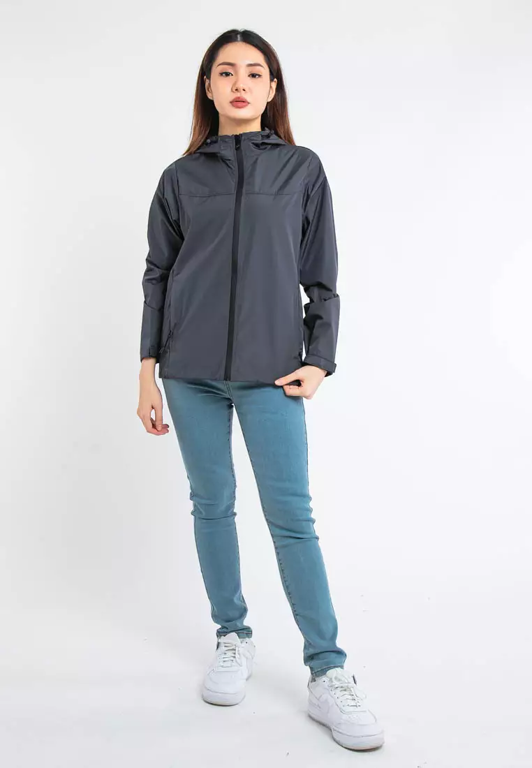 Forest Ladies Premium Windbreaker Women Trekking Biker Jacket Jogging Running Hoodie Waterproof Jacket - 830118 - 03DkGrey