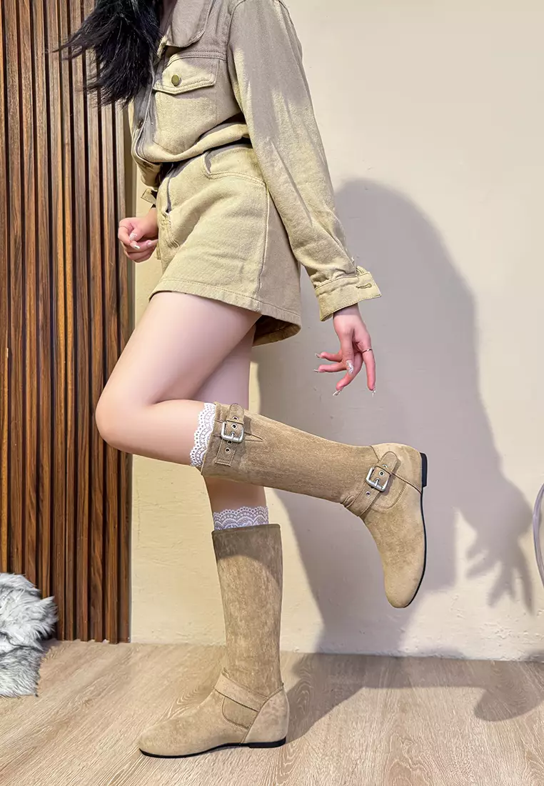 Insole-heightened Suede Skinny Boots TE9660-3