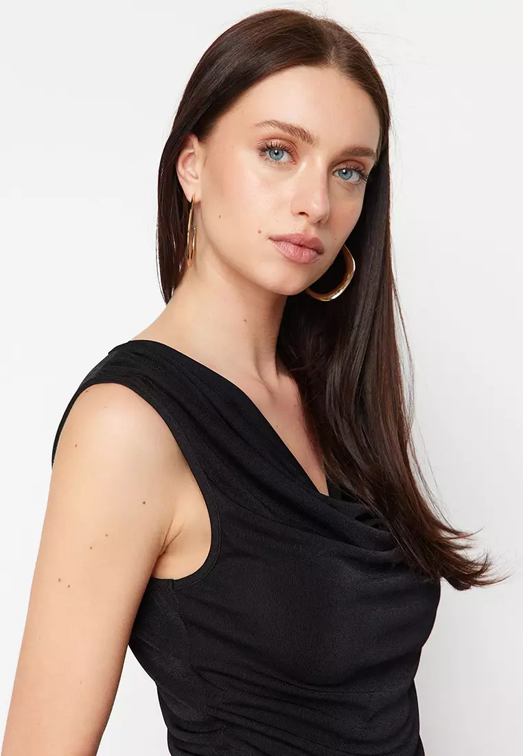 COTTON TWILL DRAPE BLOUSE(XS White): power of the WHITE