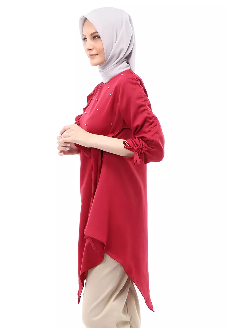 Ketrin Tunik Muslimah Atasan Wanita Polos Long Sleeve Regular Fit - Maroon