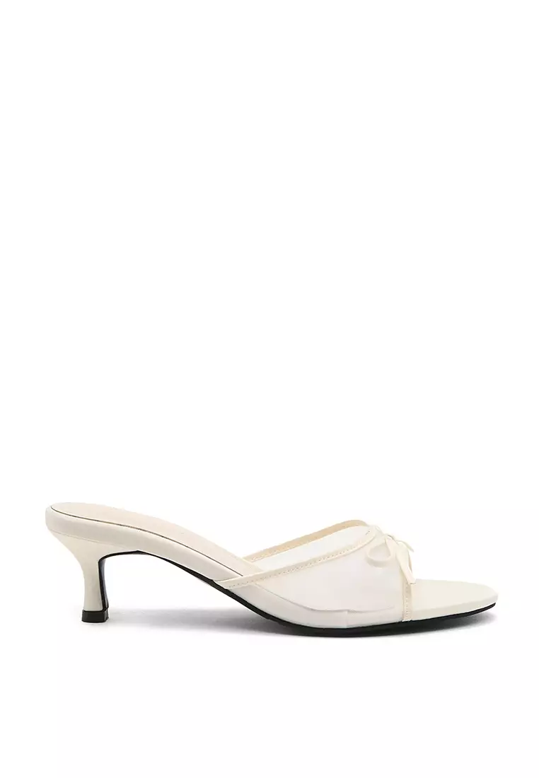 Discount on Sappun  shoes - SKU: Renerin Mesh Ribbon Sandals Mule (5cm) - Ivory