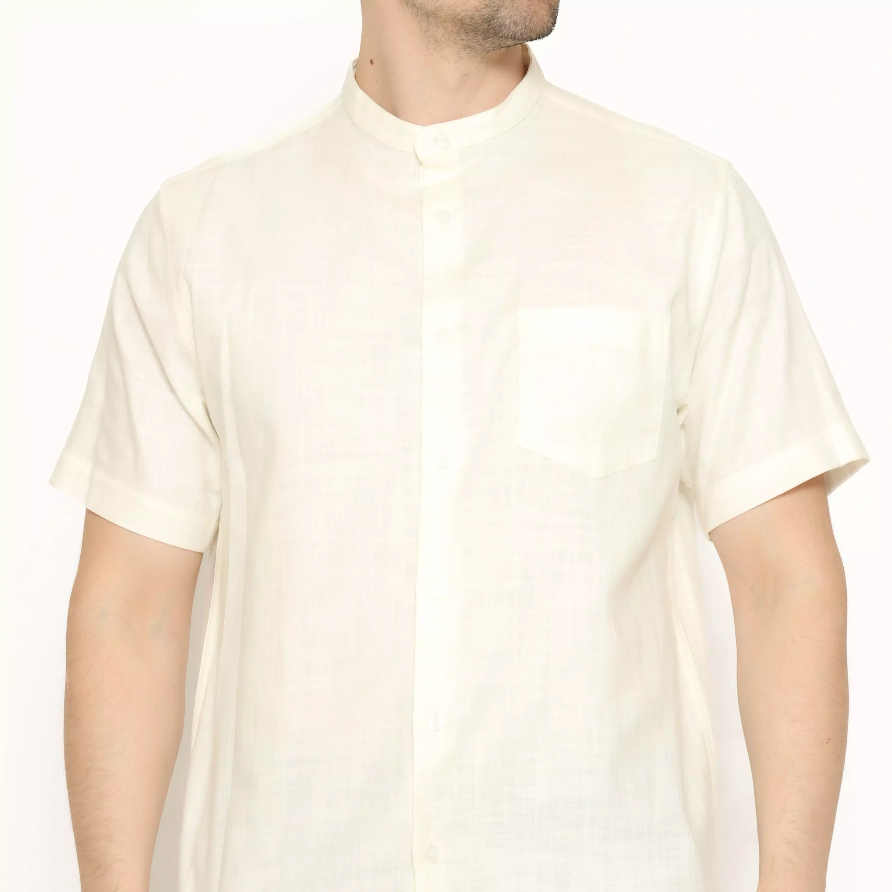 MAGINOT Kemeja Pria KOKO Basic Polos Lengan Pendek OFF WHITE