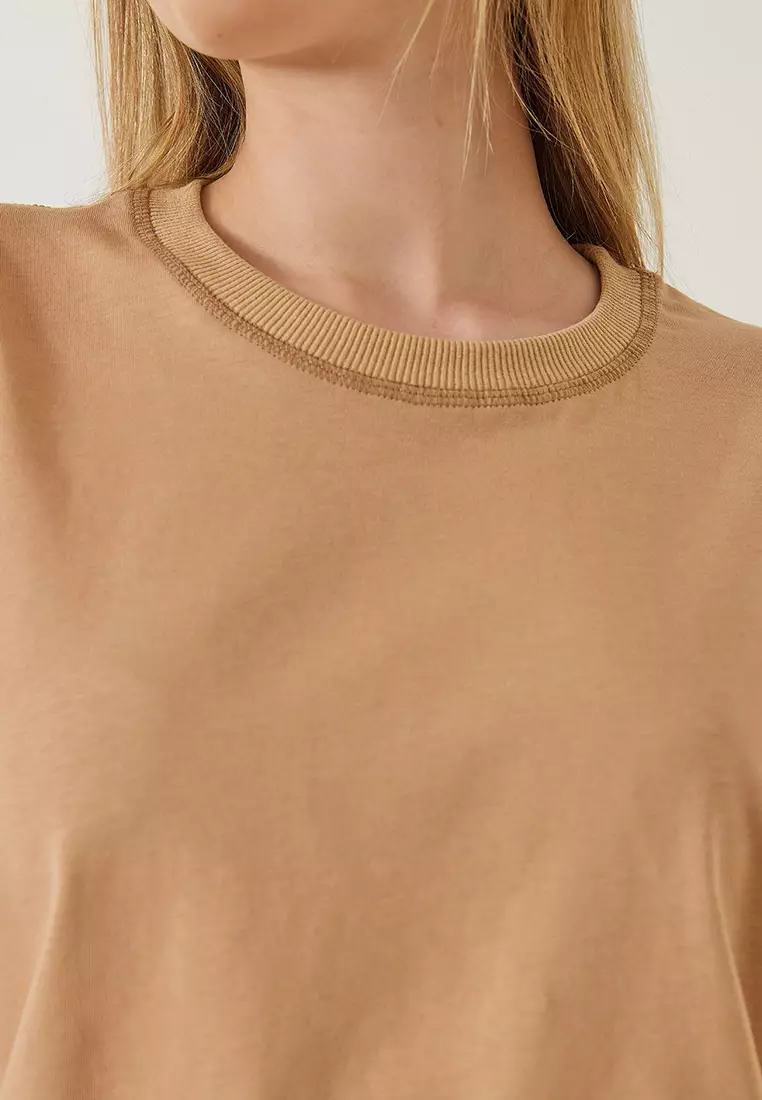 Women's Decorative Stitched Crew Neck T-Shirt 60602001