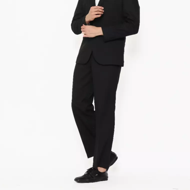Lawell Celana Pria Formal Warna Hitam | EDWARD-P | Motif Salur Halus | Pleat Model