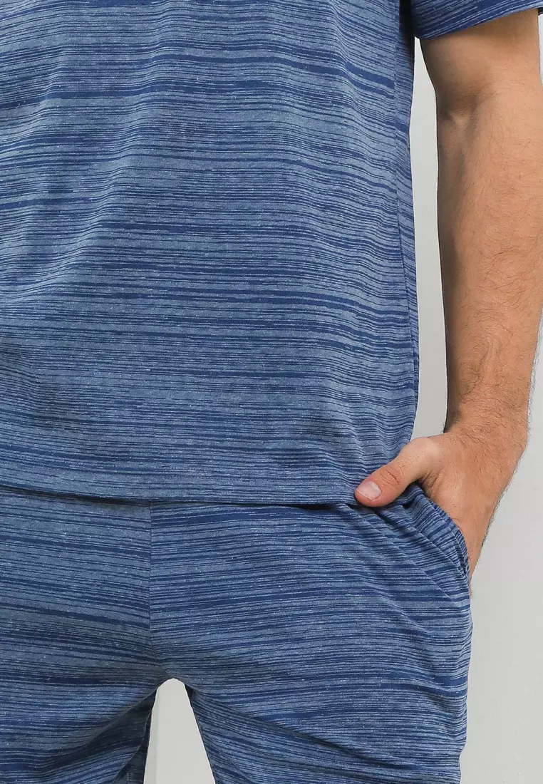 Short Sleeve Short Pants Stripe Mens