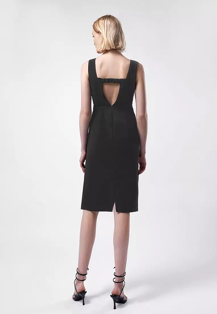 Square Neck Ruched Panel Dress