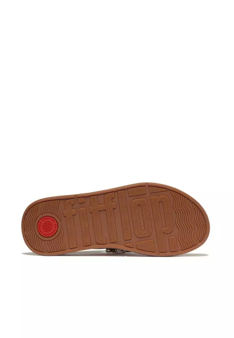 F-Mode Jewel-Deluxe M/Leather Flatform Toe-Thongs