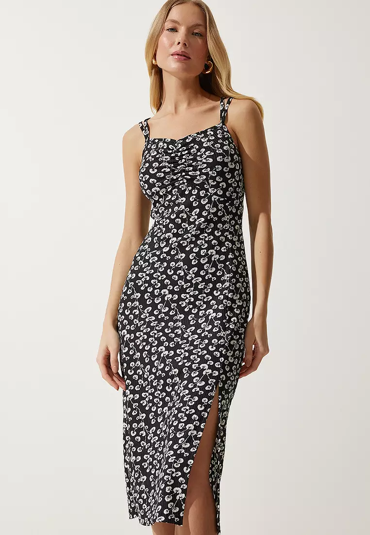Patterned Double Strap Knitted Dress
