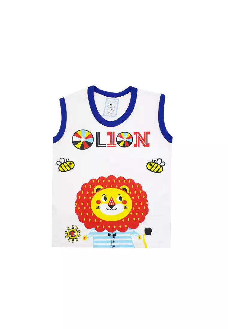 Skabe Pakaian Bayi Anak Laki Laki Baju Atasan Singlet Motif Lion Setelan Celana Kaos Full Print All Size Warna Tua  Usia 6 Bulan Hingga 12 Bulan 3201