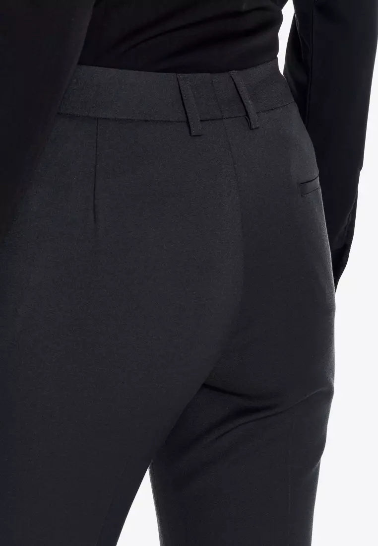 Gray Mid-Rise Flared Trousers