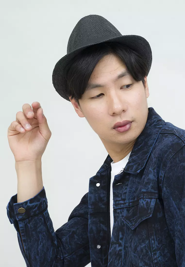 Topi fedora cowboy hat fedora ratan black belt houseofcuff