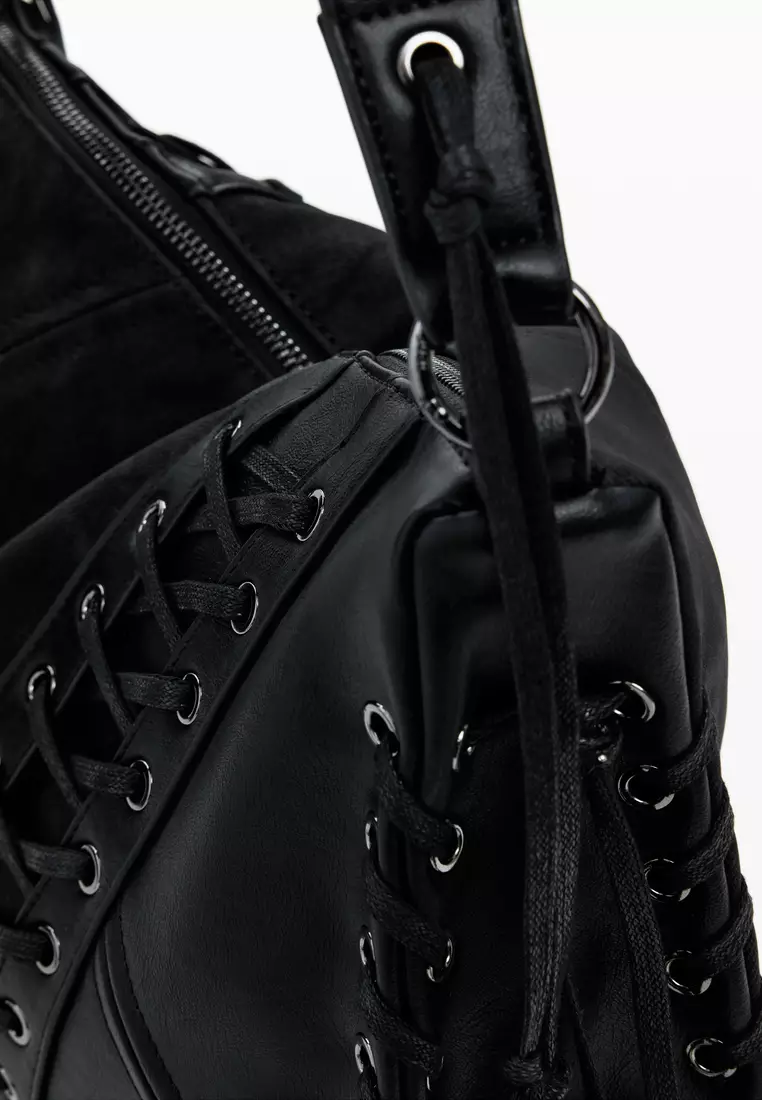 Medium faux leather crossbody bag