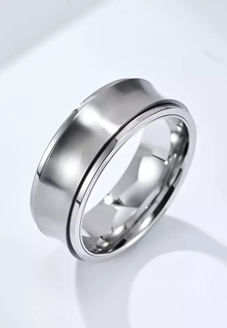 型男凹弧鈦鋼介子戒子