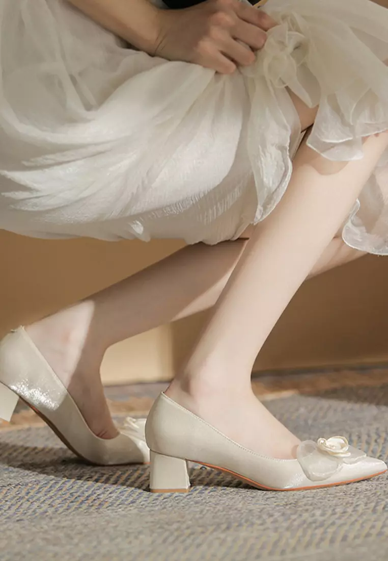 5CM Floral Satin Mid Heels IF513-5