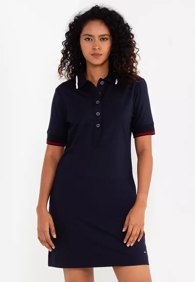 Buy Tommy Regular Global ZALORA Polo Sleeve Short Dress 2024 Singapore | Split Stripe Online Hilfiger