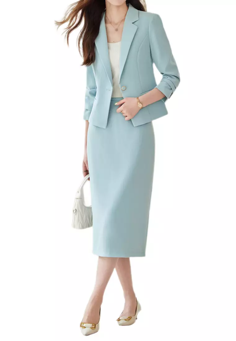 Cropped Lapel Suit Jacket Set YGH-EQ89173Q
