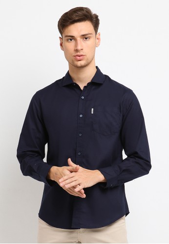 Jual Arnett Arnett Baju Pria Kemeja Lengan Panjang Solid Navy Original Zalora Indonesia