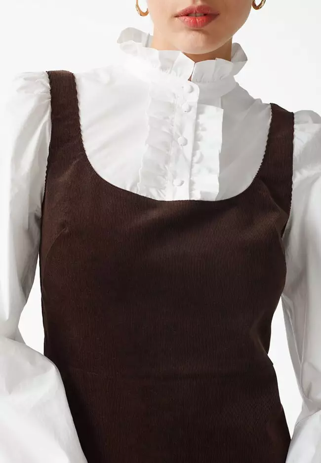 Frilled Corduroy Mini Dress