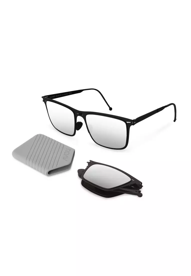 ROAV超輕極薄摺疊式太陽眼鏡 ECHO 8203 Matte Black / Silver Mirror  13.61