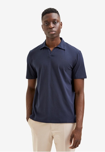 Selected Homme navy Rino Short Sleeves Polo Shirt B6A81AAF7E3DB5GS_1