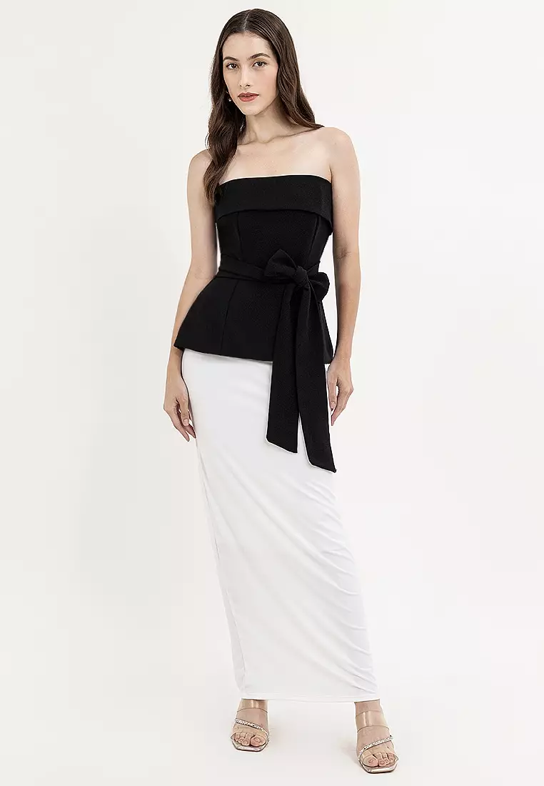 Presley Strapless Top with Skinny Scarf