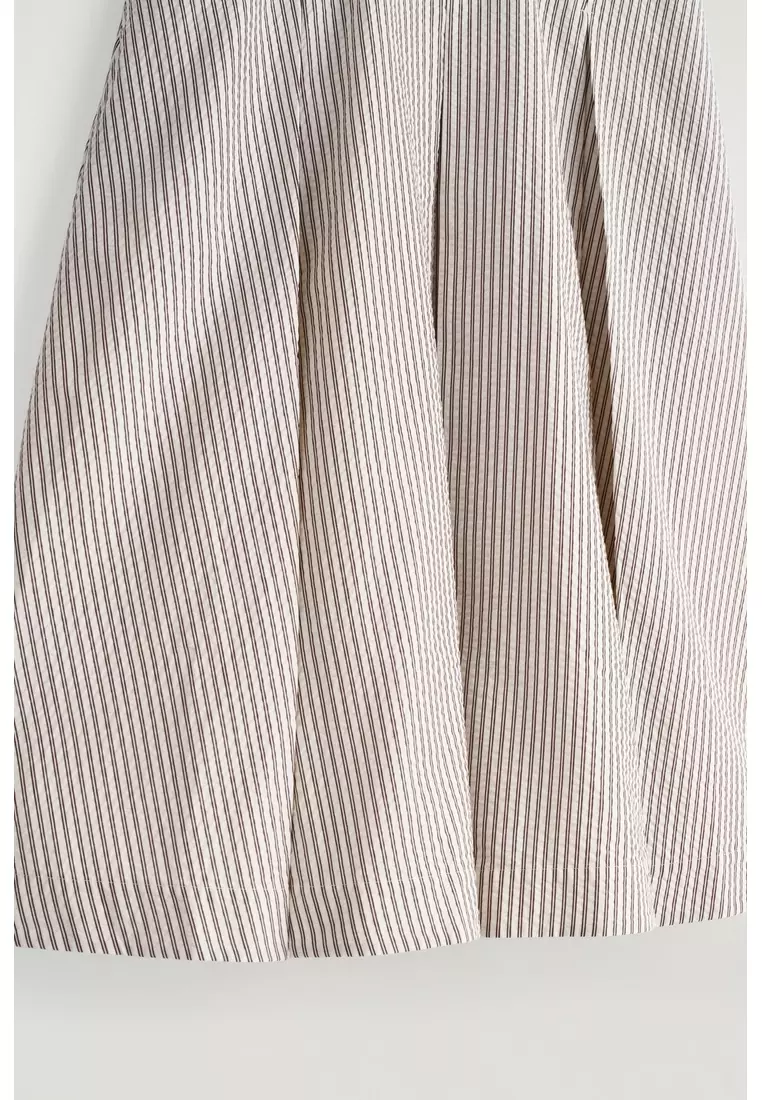 STRIPED A-LINE MIDI SKIRT