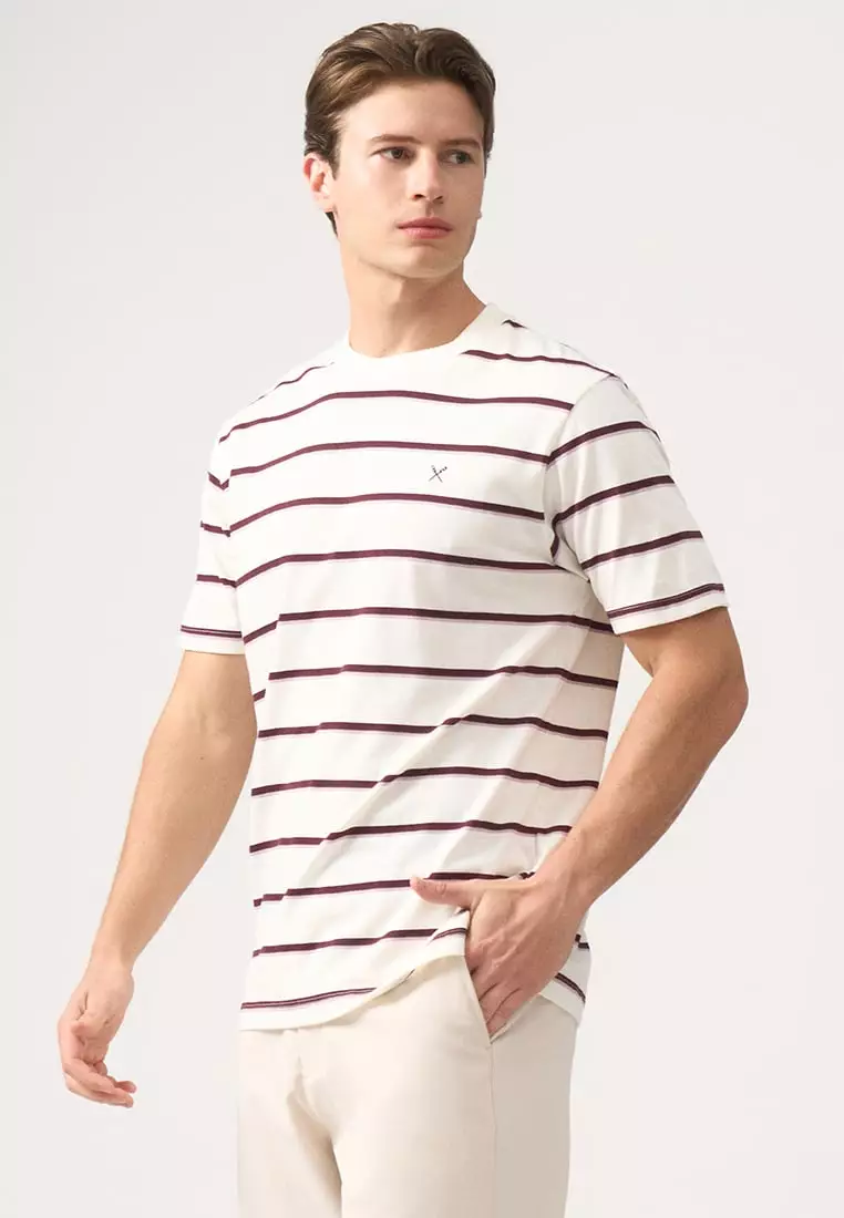 Regular Fit Striped T-Shirt In Brushed Heavy Jersey