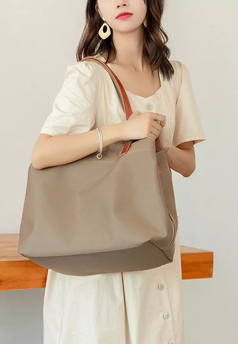 VANSA Fashionable Oxford And Cow Leather Tote Bag VBW-Tb-2017.L