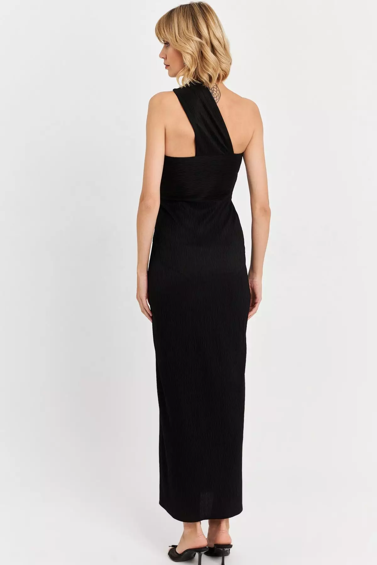 Asymmetrical Neckline Maxi Dress