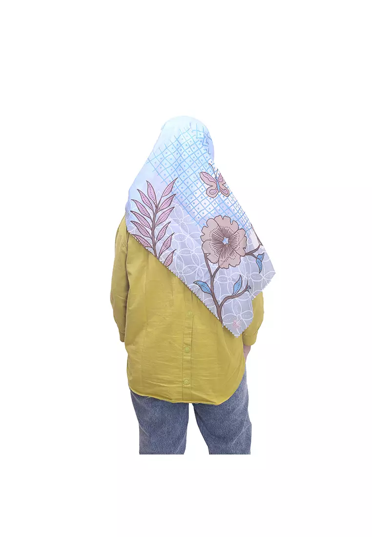 Hijab Scarf Batik Semar Gelar Kusumo Biru 115x115 cm
