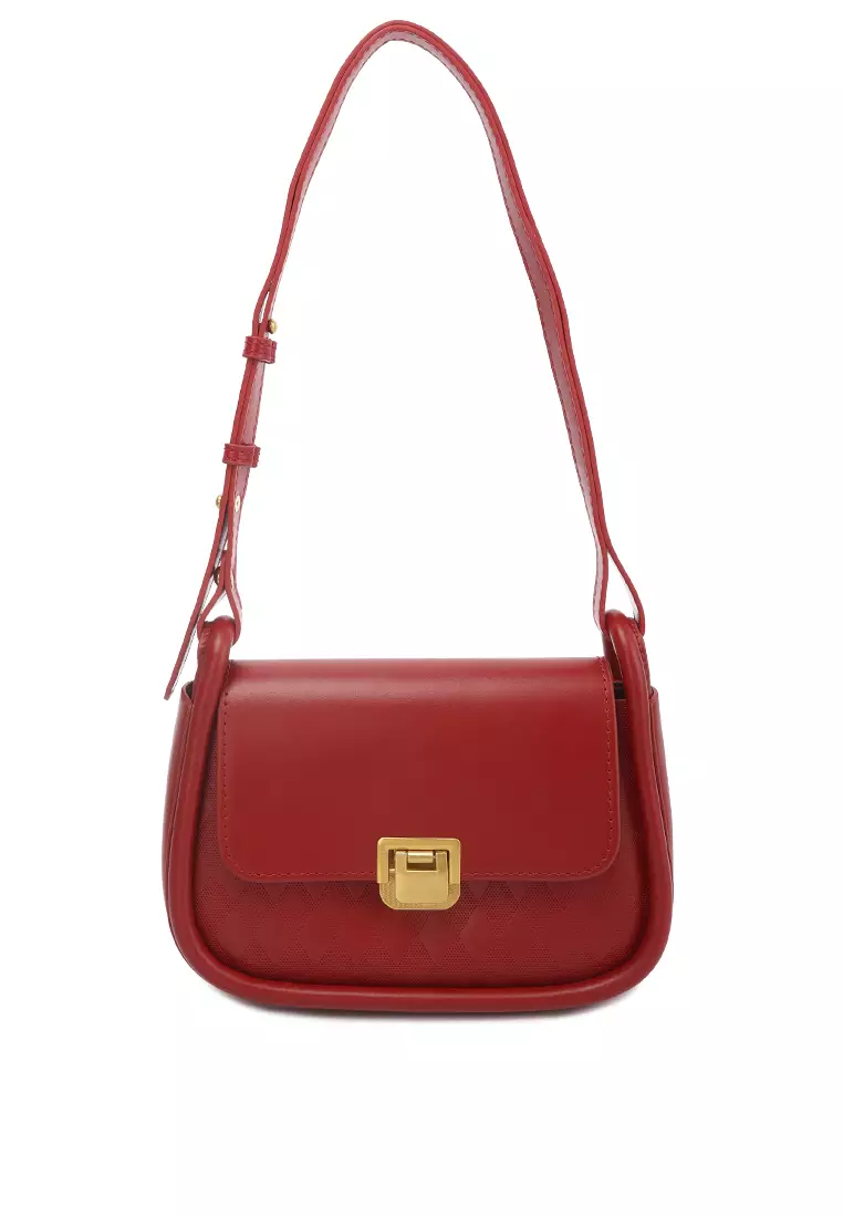 Faux Leather Sling Bag in Red