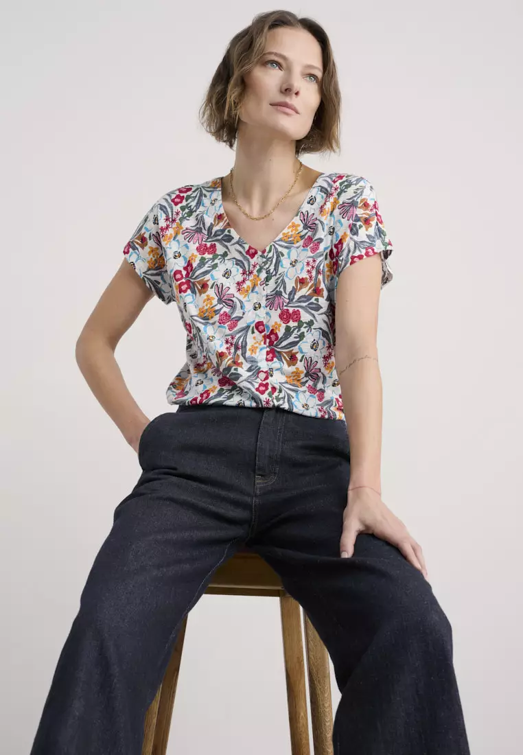 Seasalt Cornwall Multi Studio Glass V-neck Jersey Top