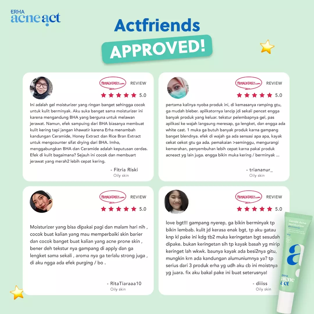 ERHA Acneact Gentle Acne Moisturizer 30g - Pelembab Wajah Jerawat Ceramide Low ph Ph Balance